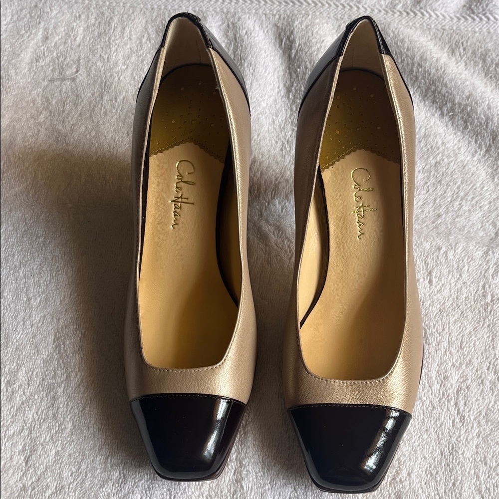 Cole Haan Two-Tone Beige and Black Heels